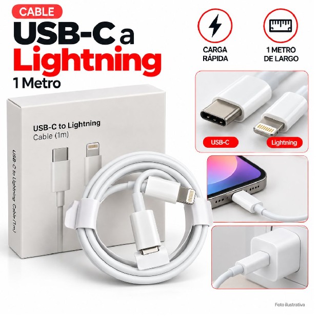&ua CABLE CARGADOR TIPO C A IPHONE 1 MTS EN CAJA (3017)